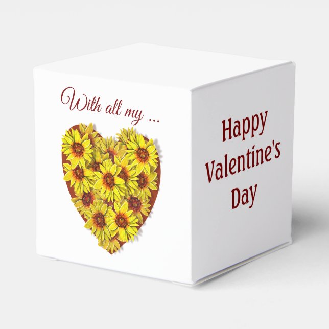 Sunflower Heart Favour Gift Box (Back Side)