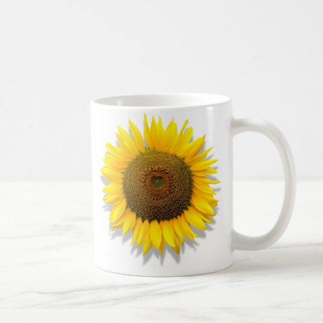 Sunflower, heart inside /Mug size 11oz Coffee Mug (Right)