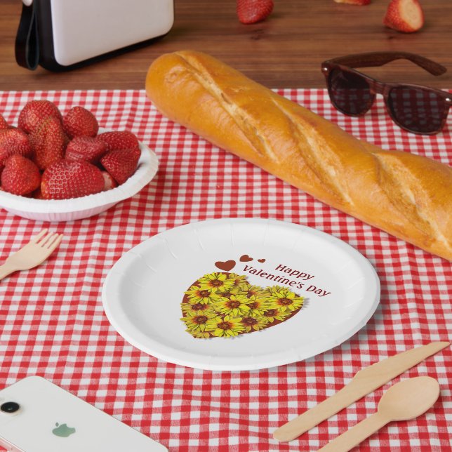 Sunflower Heart Paper Plate (Picnic)