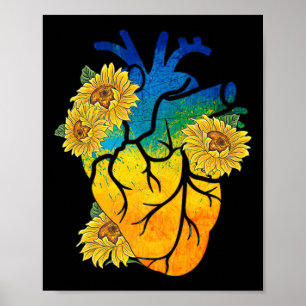 Sunflower Heart Ukraine Ukrainian Flag Stand With  Poster
