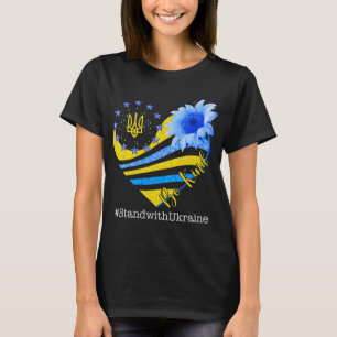 Sunflower Heart Ukrainian Flag Be Kind Stand With T-Shirt