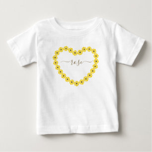 Sunflower Heart With Custom Name Baby T-Shirt