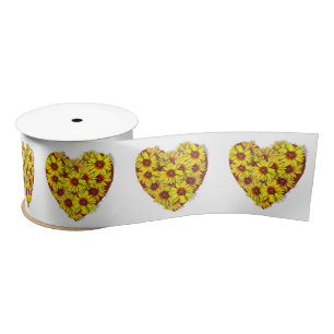 Sunflower Hearts Ribbon Satin Ribbon