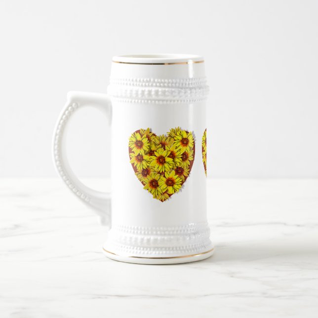 Sunflower Hearts Stein Mug (Left)