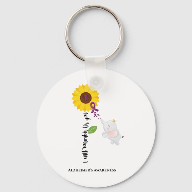 Sunflower Heimerheimer Awareness I Will Remember F Keychain (Front)