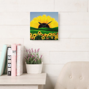 SUNFLOWER HILL SQUARE WALL CLOCK