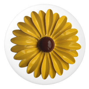 Sunflower Hippie Daisy Flower Floral BOHO Yellow Ceramic Knob