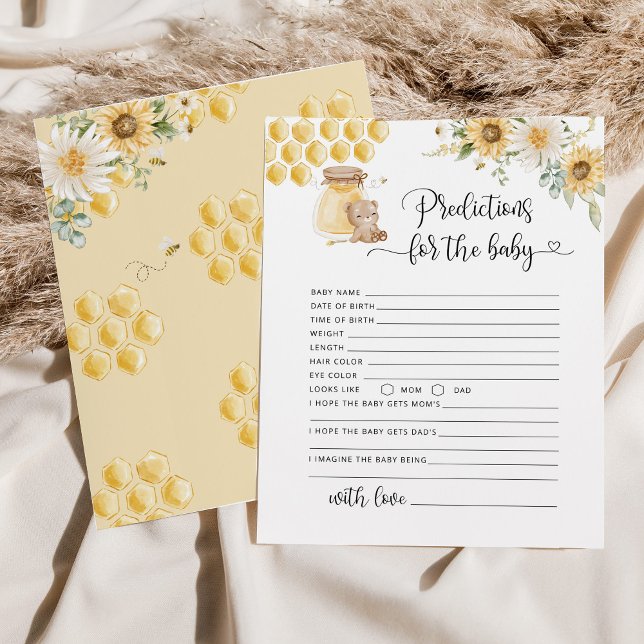 Sunflower Honey bear baby predictions card (Creator Uploaded)