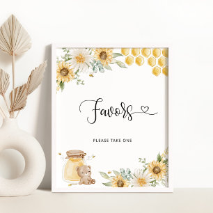 Sunflower honey bear favors poster