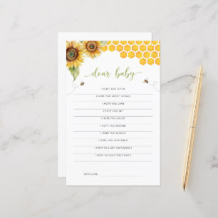 Sunflower Honey Bee Baby Shower Dear Baby Card