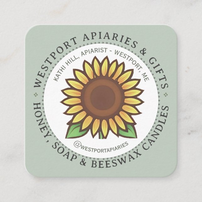 Sunflower Honey & HIve Products Business Card (Front)