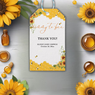 Sunflower Honeycomb Mommy-To-Bee Baby Shower Gift Tags