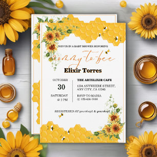 Sunflower Honeycomb Mommy-To-Bee Baby Shower Invitation