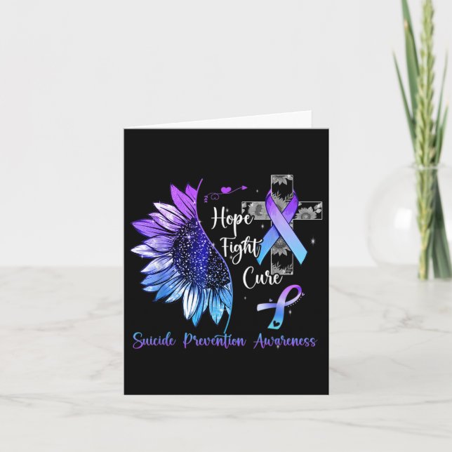 Sunflower Hope Fight Cure Suicide Prevention Aware Card (Front)