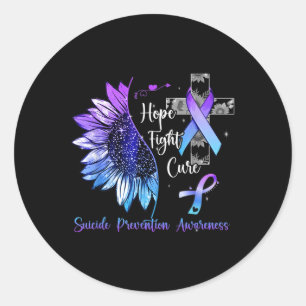 Sunflower Hope Fight Cure Suicide Prevention Aware Classic Round Sticker