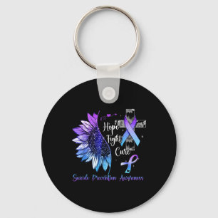 Sunflower Hope Fight Cure Suicide Prevention Aware Keychain
