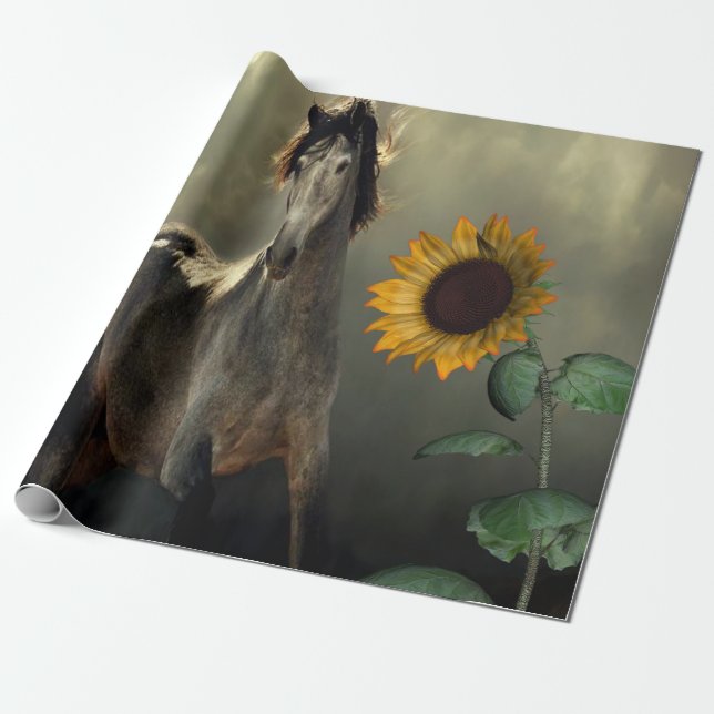 Sunflower Horse Matte Wrapping Paper (Unrolled)