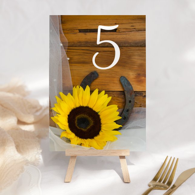 Sunflower Horseshoe Western Wedding Table Numbers (Creator Uploaded)