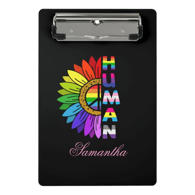 Sunflower Human in Rainbow Color | LGBTQ | Pride Mini Clipboard (Front)