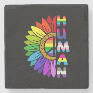 Sunflower Human in Rainbow Color   LGBTQ   Pride Stone Coaster