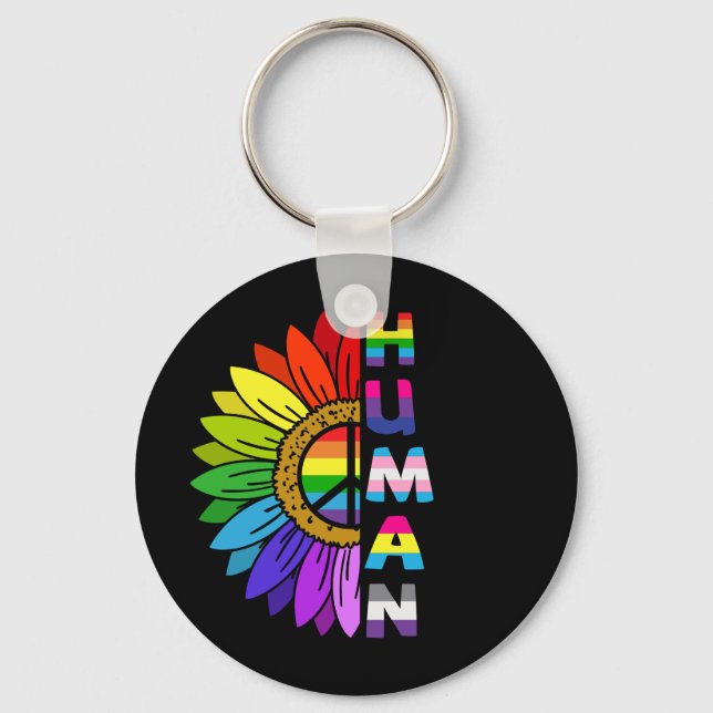 Sunflower Human in Rainbow Colour | LGBTQ | Pride Keychain (Front)