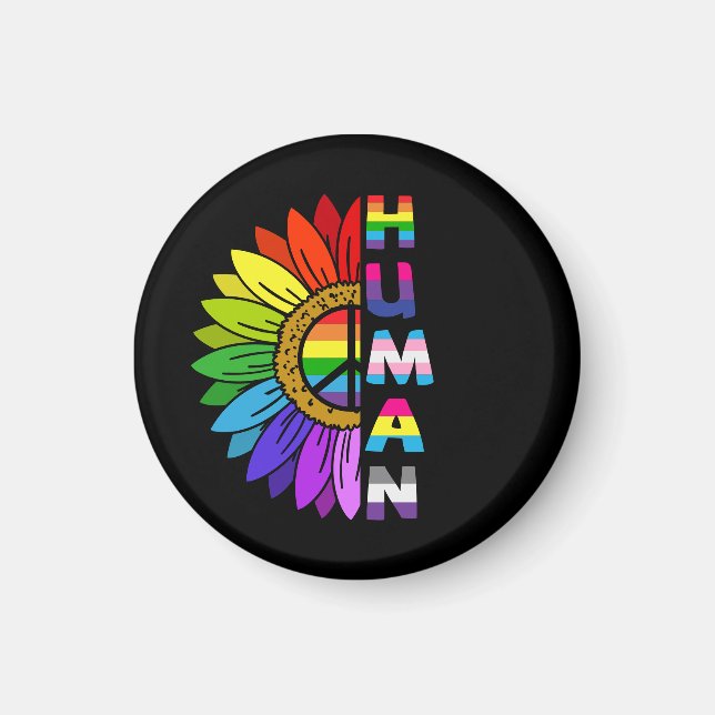 Sunflower Human in Rainbow Colour | LGBTQ | Pride Magnet (Front)