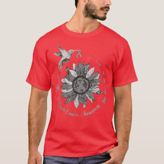 Sunflower Hummingbird Grey Brain Cancer Warrior  T-Shirt
