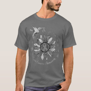 Sunflower Hummingbird Grey Brain Cancer Warrior T- T-Shirt