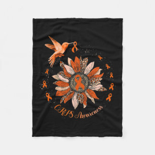 Sunflower Hummingbird Orange Ribbon Crps Warrior Fleece Blanket