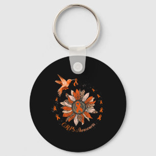Sunflower Hummingbird Orange Ribbon Crps Warrior Keychain