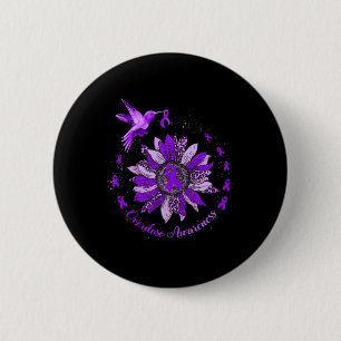 Sunflower Hummingbird Purple Ribbon Overdose Warri 2 Inch Round Button