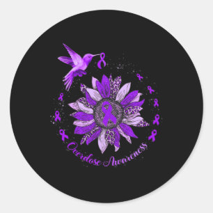 Sunflower Hummingbird Purple Ribbon Overdose Warri Classic Round Sticker