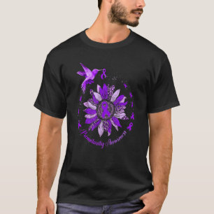 Sunflower Hummingbird Purple Ribbon Prematurity Wa T-Shirt