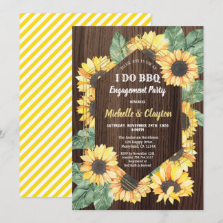 Sunflower I do BBQ Engagement Party Invitation