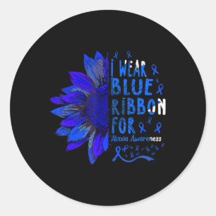 Sunflower I Wear Blue Ribbon for Ataxia Awareness  Classic Round Sticker