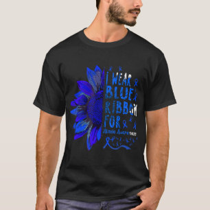 Sunflower I Wear Blue Ribbon for Ataxia Awareness  T-Shirt