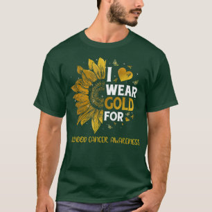 Sunflower I Wear Gold Ribbon Childhood Cancer Awar T-Shirt