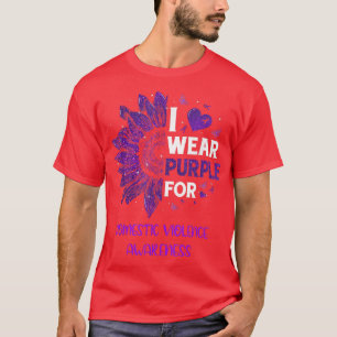 Sunflower I Wear Purple Ribbon Domestic Violence A T-Shirt