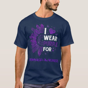 Sunflower I Wear Purple Ribbon Fibromyalgia Awaren T-Shirt