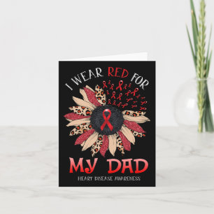 Sunflower I Wear Red Ribbon For Dad Heart Disease  Card