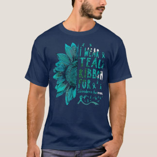 Sunflower I Wear Teal Ribbon for Scleroderma Aware T-Shirt