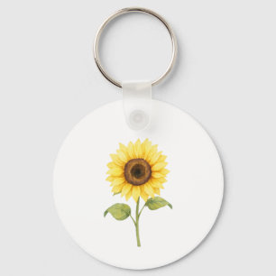 Sunflower Illustration — Bright Botanical Art Keychain