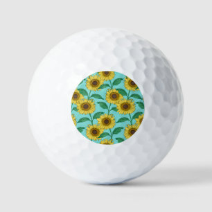 Sunflower Illustration Fashion Repeat Pattern Golf Balls