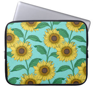 Sunflower Illustration Fashion Repeat Pattern Laptop Sleeve