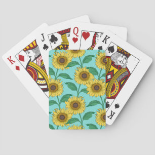 Sunflower Illustration Fashion Repeat Pattern Playing Cards