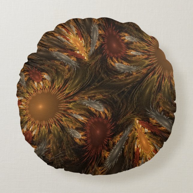 Sunflower Impressions Round Pillow (Front)