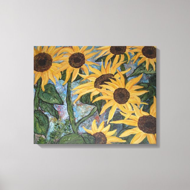 Sunflower impressions wrapped canvas (Front)