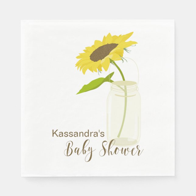 Sunflower In A Mason Jar Baby Shower Lunch Napkin (Front)