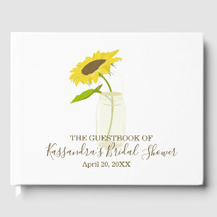 Sunflower In A Mason Jar Bridal Shower Guest Book
