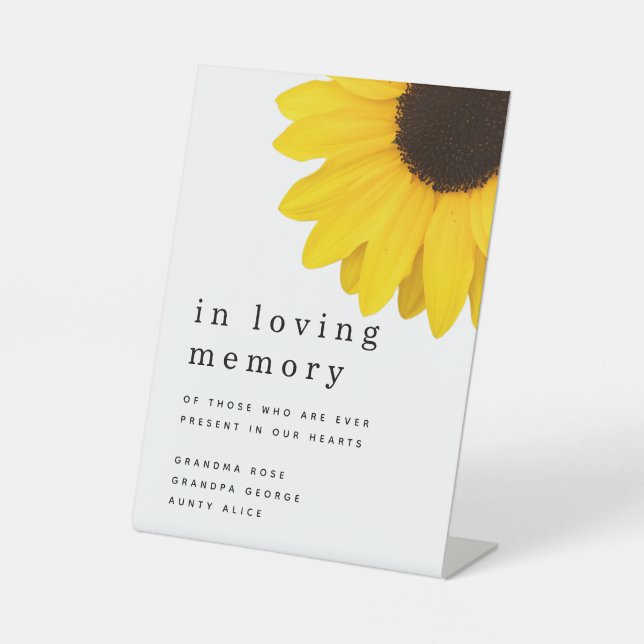 Sunflower In Loving Memory Wedding Pedestal Sign (Front)